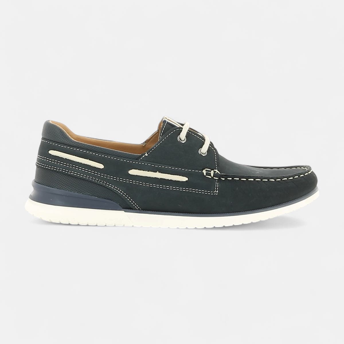 Chaussures bateau Homme en cuir bleu marine