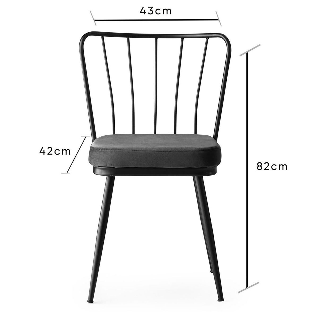 Homitis 4 Chaises Yildiz noires - 43x82x42 cm