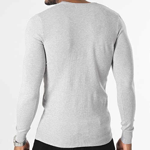 Pull Col V Gris Chiné