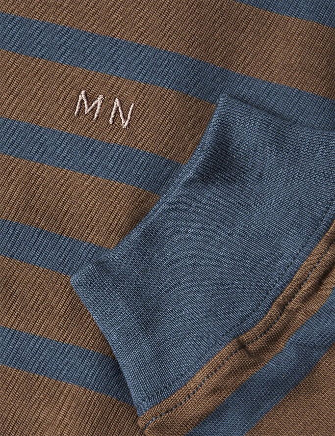 Mads Nørgaard - Copenhagen Cotton Jersey Stripe Frode Tee LS Blå brun striper