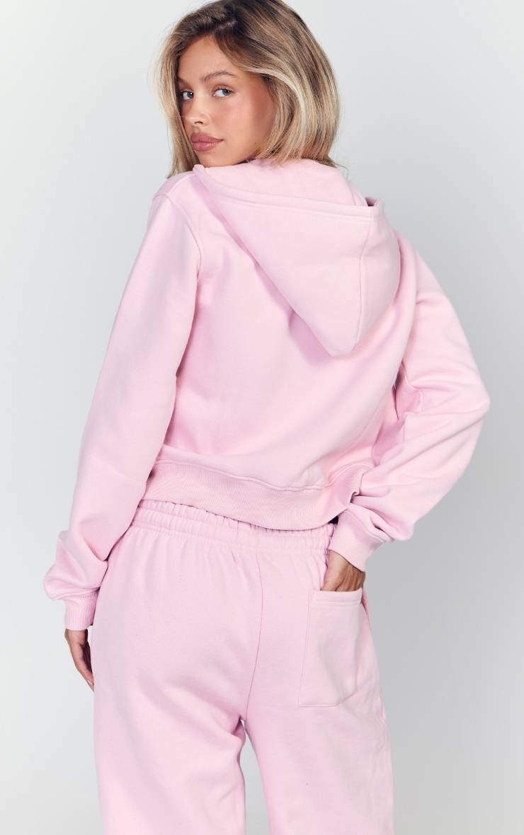 Rose Sweat À Casynthétiqueche Court Zippé