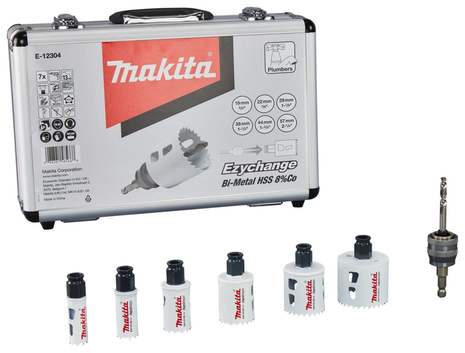 Makita E-12304 7-delige Gatzaagset in koffer - 44mm - hout/metaal - Ezychange snelwisseladapter