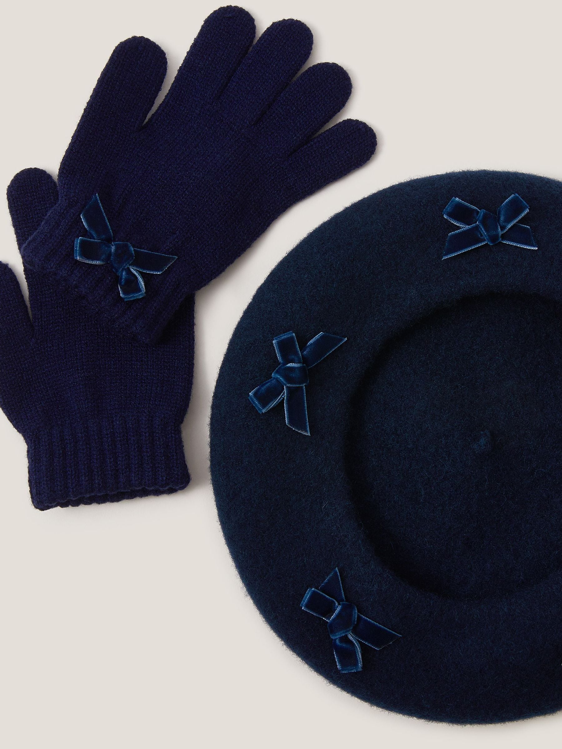 Monsoon - Strik baret van wol & handschoenenset