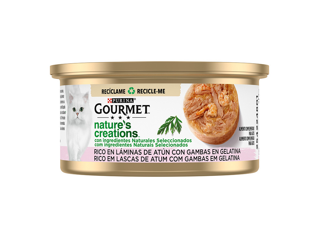 COMIDA HÚMIDA GATO GOURMET NATURE ATUM/GAMBAS 70G