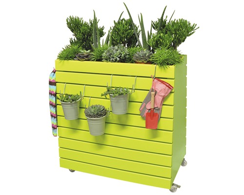 Mobiele verhoogde tuinbak met wielen, Wagner GreenBox grenen, 79 x 73,5 x 40/30 cm, inclusief plantzak van scheurvast speciaal kunststof
