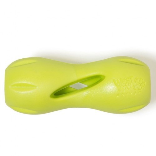 Brinquedo dispensador de petiscos verde para cães