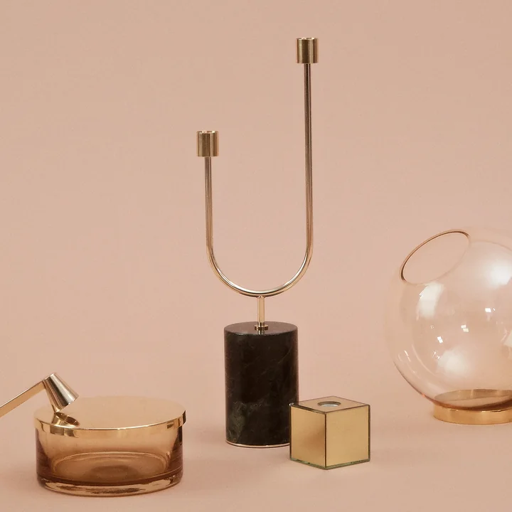AYTM - Globe Vase large, Ø 21 x H 21 cm, forest / gold