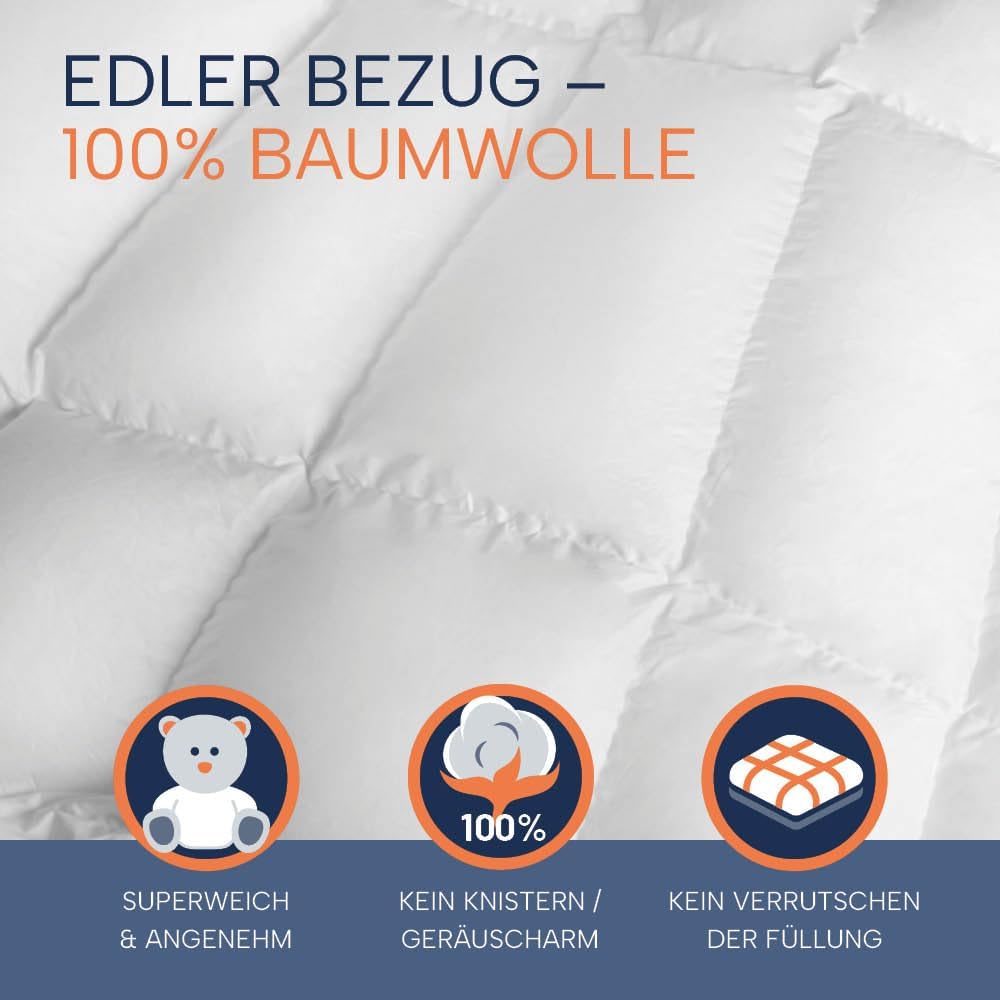 luxuriöse Kamelhaardecke | Winterdecke, Naturhaardecke | 135 x 200 cm | Füllung: 100% weicher Kamelhaar Flaum | Bezug: 100% Baumwolle | allergikerfreundlich | Made in Germany