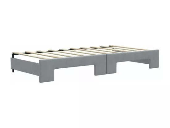 Lit de jour avec gigogne et matelas gris clair 90x190 cm tissu