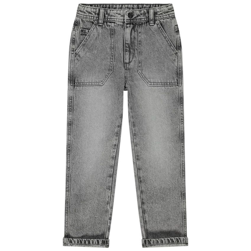 Jean large effet délavé à poches pour garçon - Gris chiné