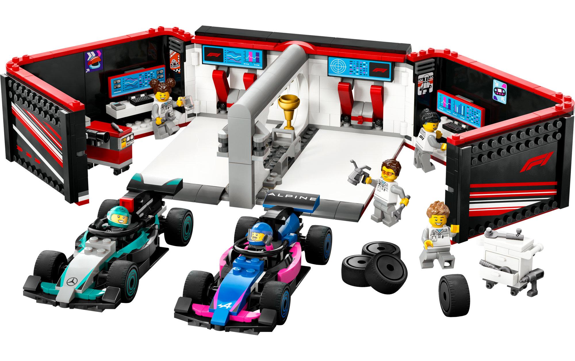 City Project Alicia 60444Konstruktions-Spielset mit F1 Werkstatt und Rennautos