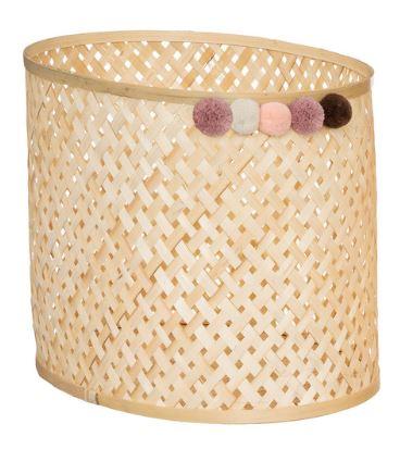 PANIER BAMBOU CAMPAGNE POMPON D.38.5X27X30CM