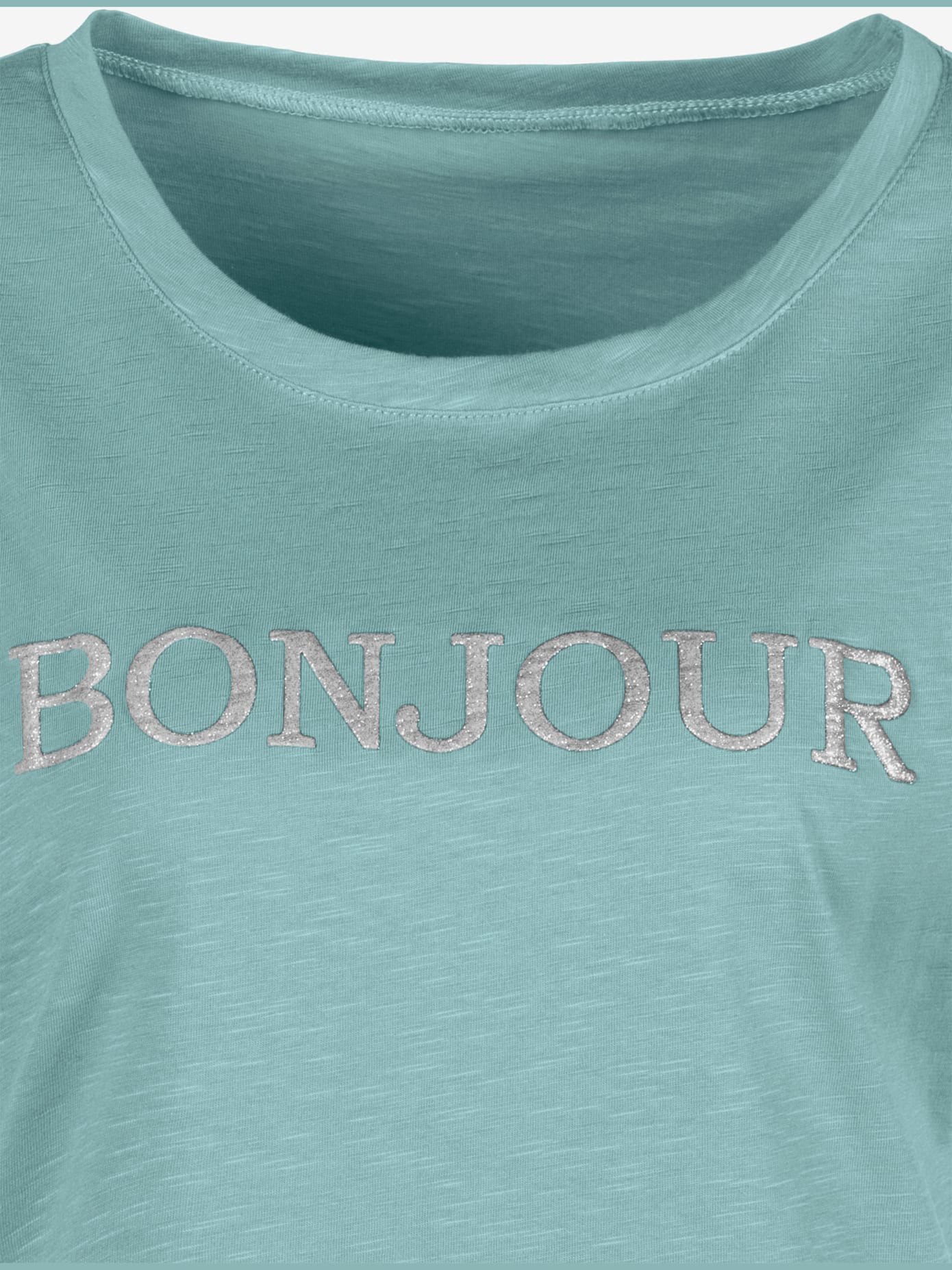 T-shirt imprimé «bonjour » tendance devant