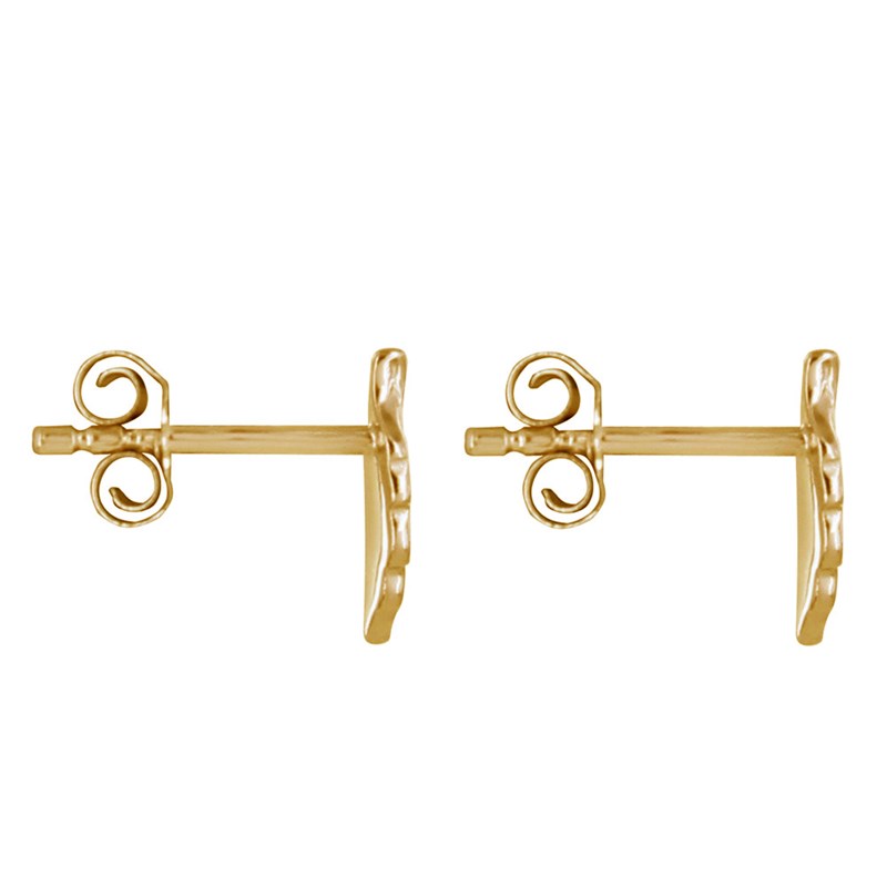 Boucles d'Oreilles Plaqué Or Mini Plume