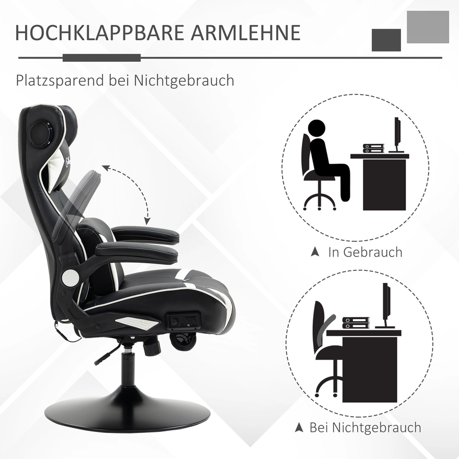 Vinsetto Gamingsessel mit Lautsprecher weiß, schwarz