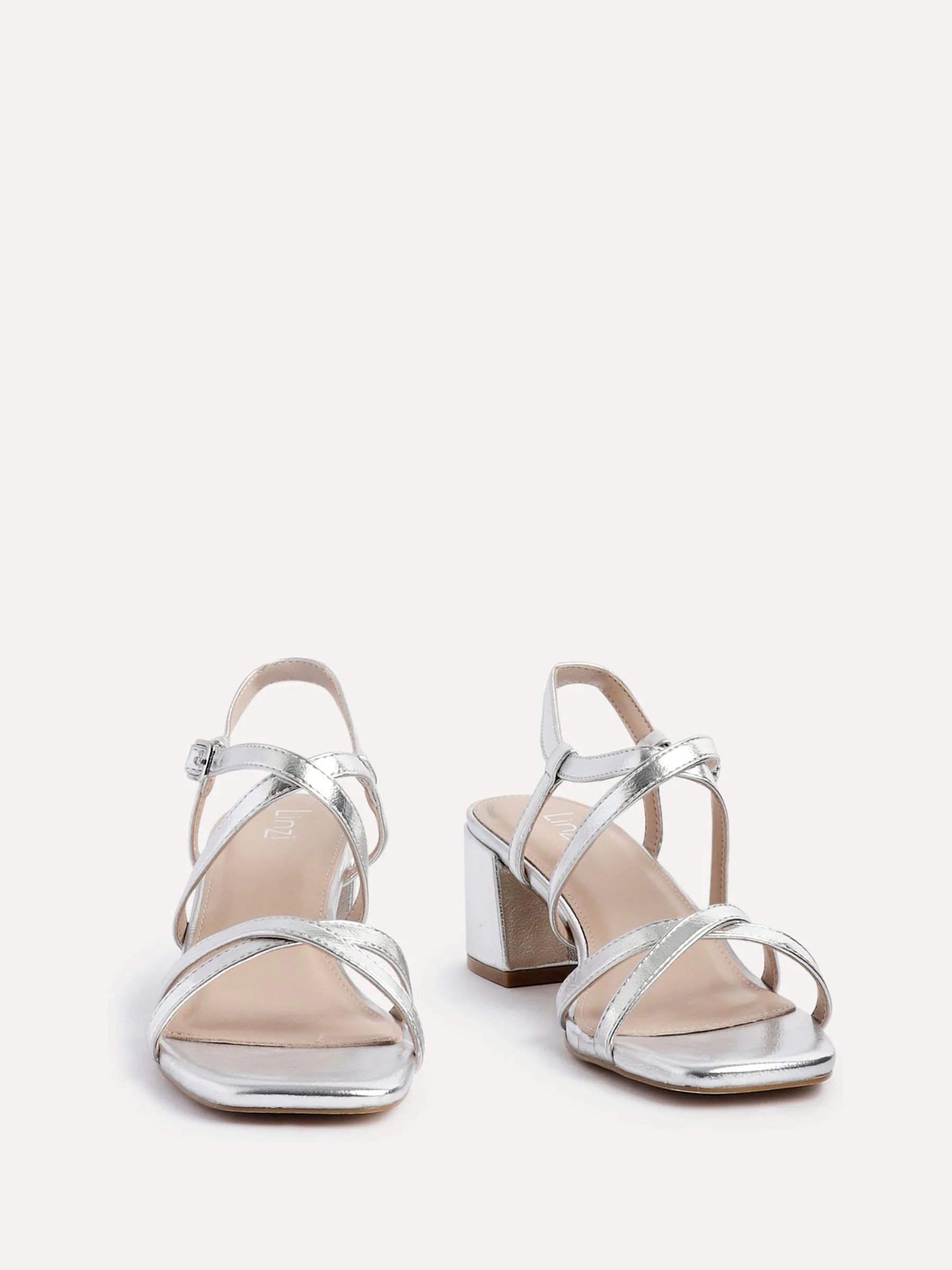 Zilver - Linzi Jovanna sandalen met bandjes en hak