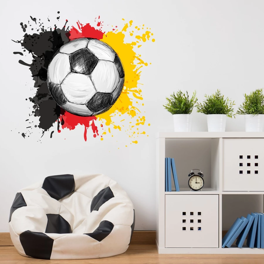 Nikima Wandtattoo 110 Wandtattoo Fussball Deutschland Fahne Flagge schwarz rot gold schwarz