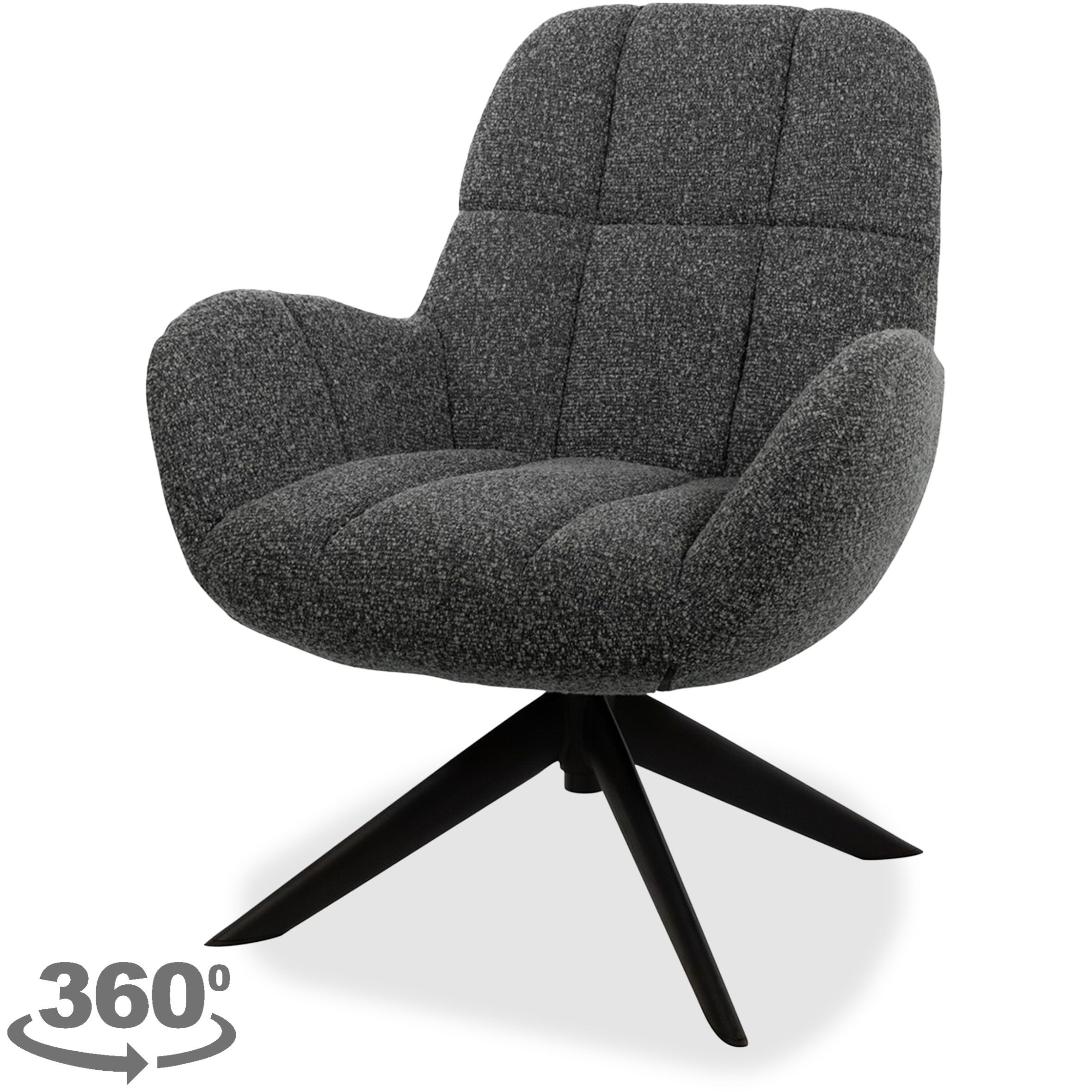 Draaifauteuil Antraciet Elvis B72.5 x D75 x H88 cm