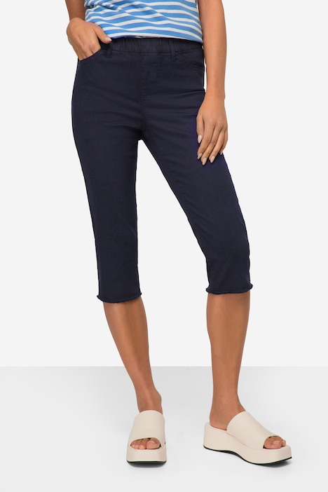 Caprihose, Jeggings, Fransensaum, Elastikbund, mit recycelten Materialien