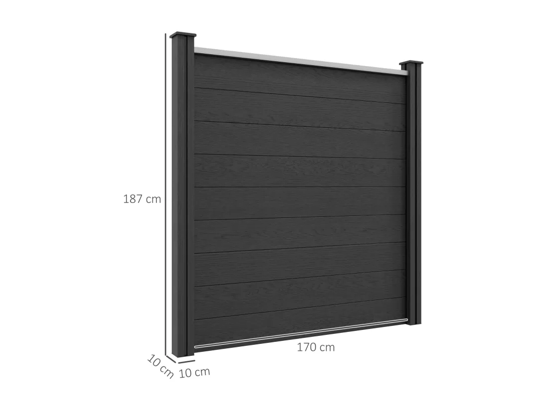 Clôture de jardin brise vue occultant modulable WPC bois composite alu gris