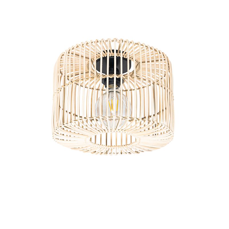 Oosterse plafondlamp zwart met rotan - Maud