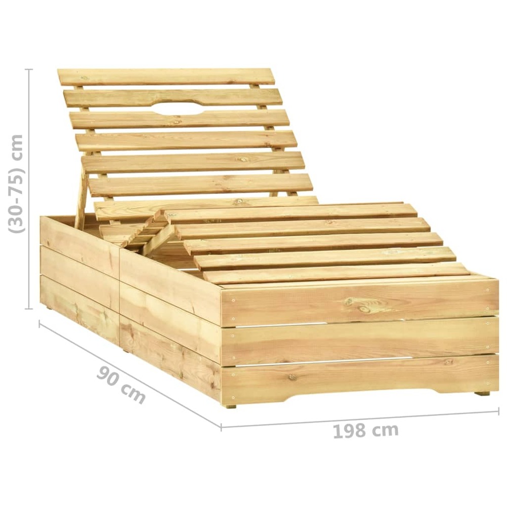 Transat chaise longue bain de soleil lit de jardin terrasse meuble d'extérieur avec table et coussin pin imprégné