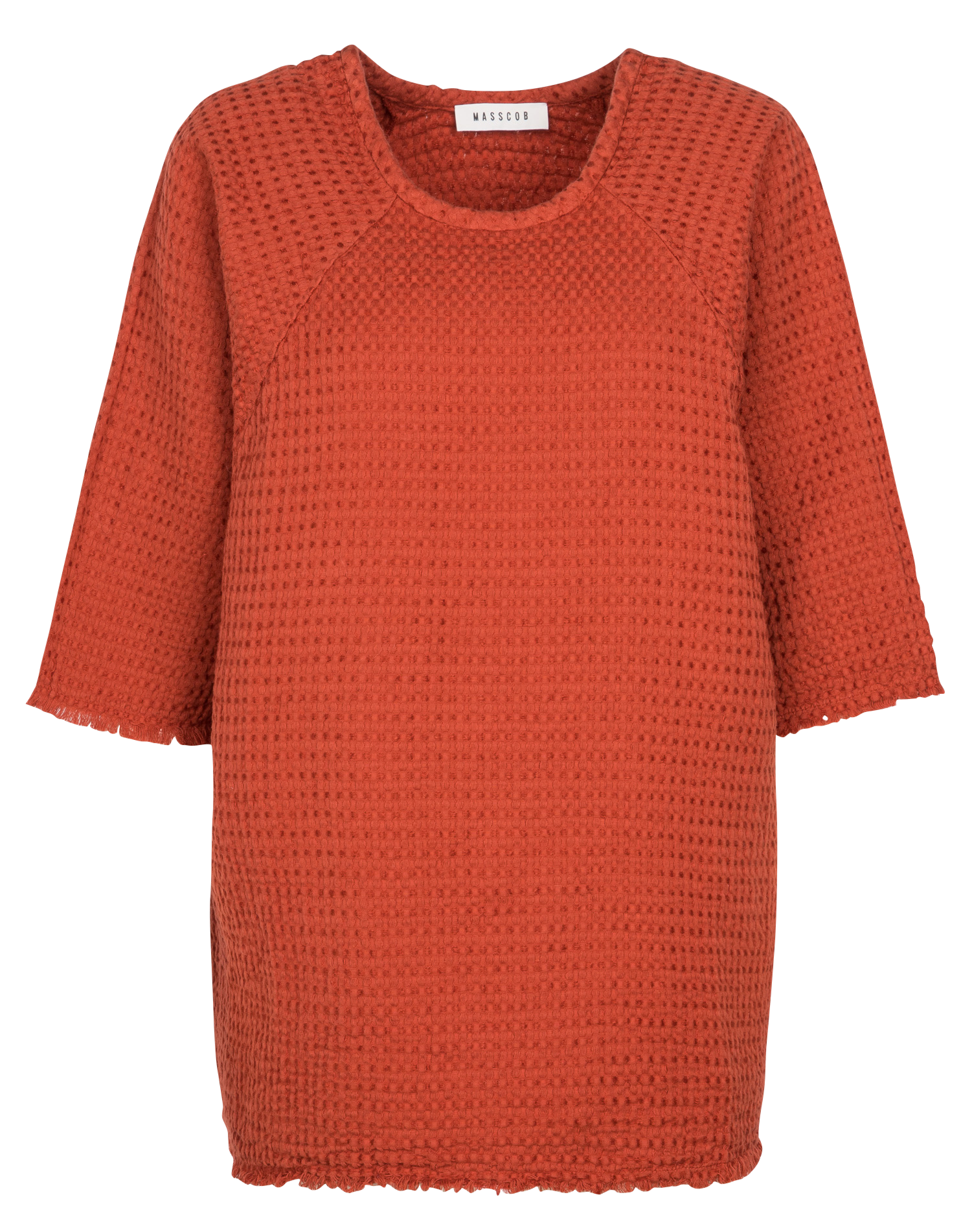 COVA - Top col rond en coton et lin | Rouge