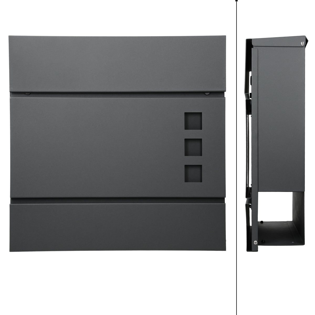 ECD Germany brievenbus in antraciet met krantenvak, slot en 2 sleutels, inclusief bevestigingsmateriaal, 37x10,5x36,5 cm, staal, moderne design wandbrievenbus, brievenbus, brievenbus met krantenvak