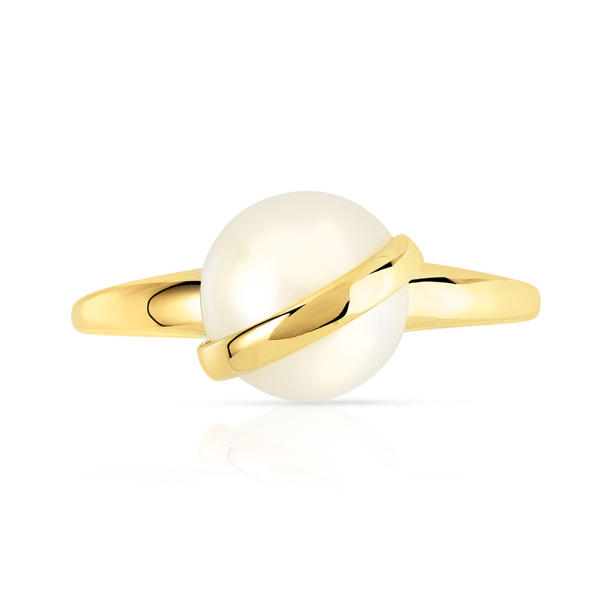 Bague or 375 jaune perle de culture de Chine