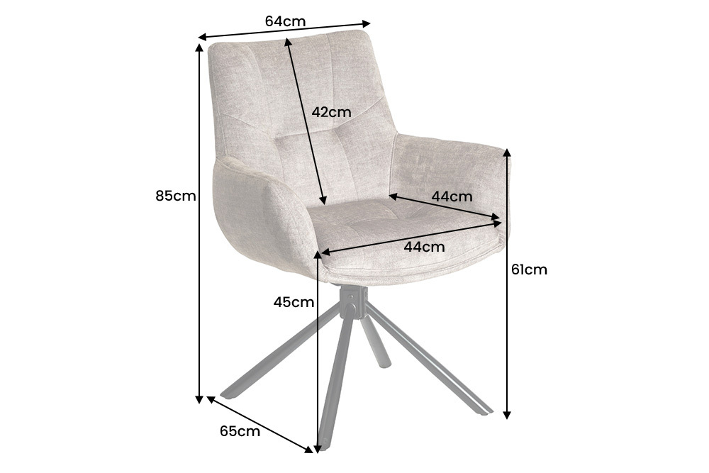 Drehbarer Design Stuhl SIGNATURE taupe Samt 360° Taschenfederkern schwarz Metall