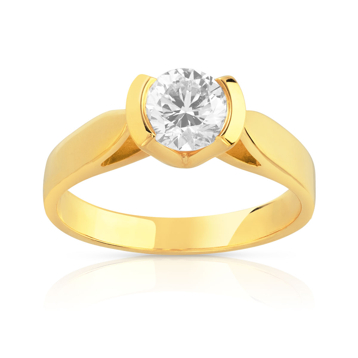 Solitaire or 750 diamant 0.70 carat H/P1