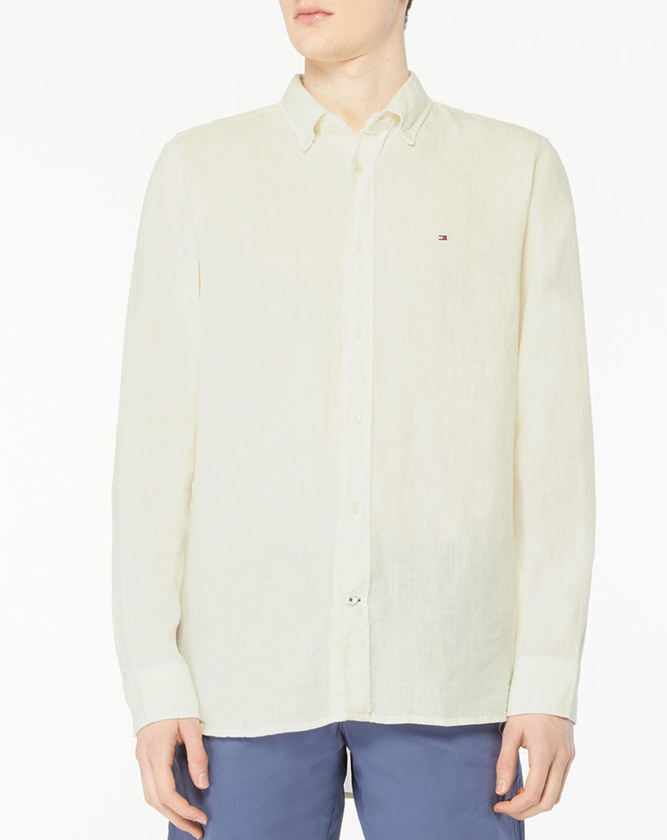 Tommy Hilfiger Chemise droite 100% Lin Pigment Dyed ivoire