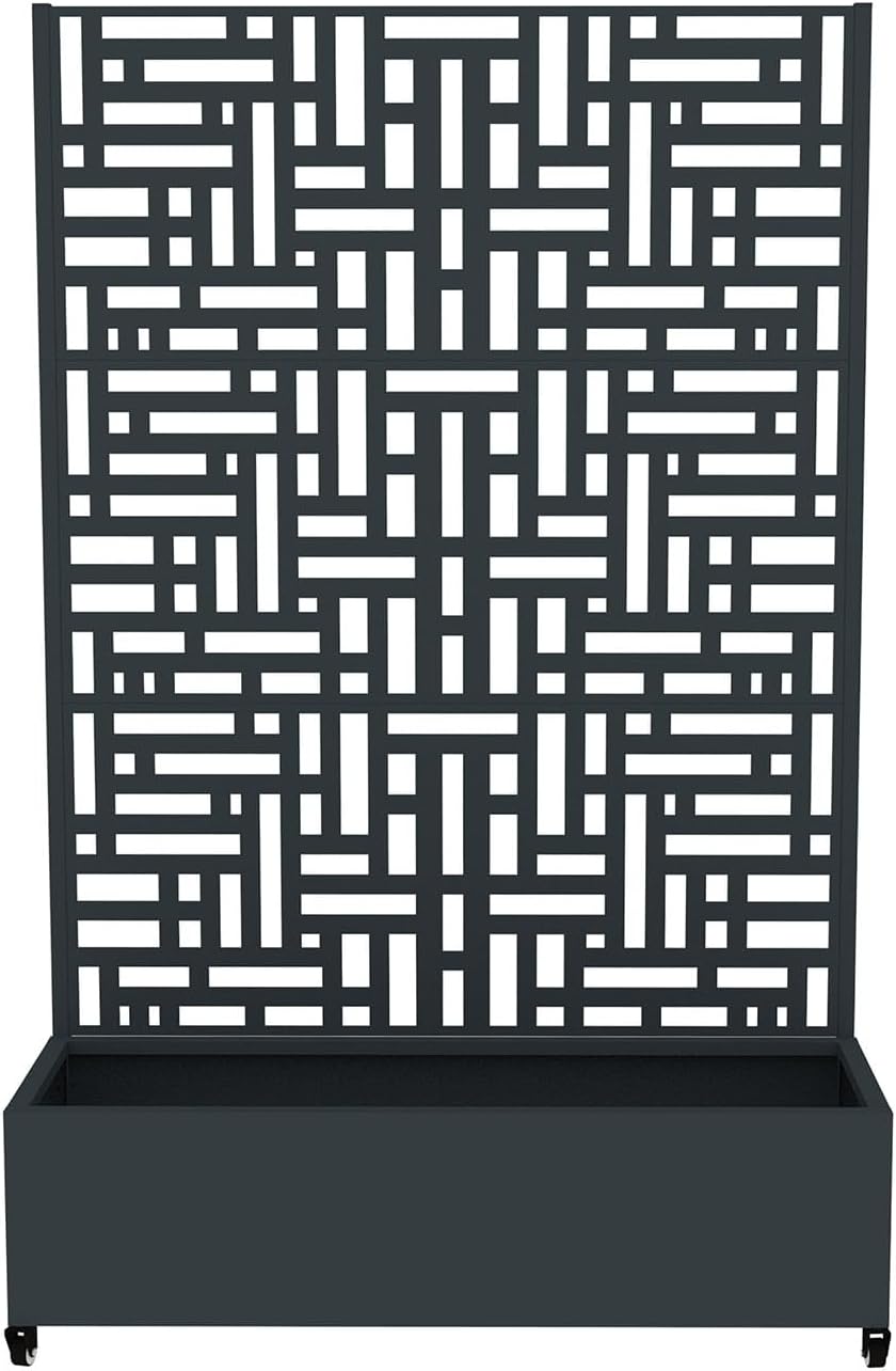 WESTMANN Dekora 3 Pflanzkasten mit Rankgitter | 120x40x180 cm | mobil auf Rollen | Sichtschutz & Rankhilfe | pulverbeschichteter Stahl | RAL 7016 | mit Entwässerung | wetterfest | inkl. Montagemateri