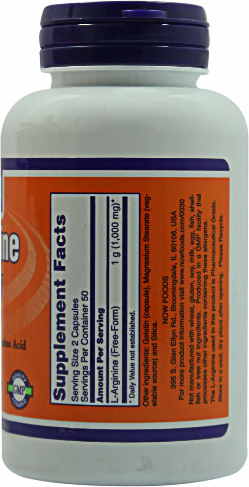 NOW Foods L-Arginina 500 mg 100 cápsulas
