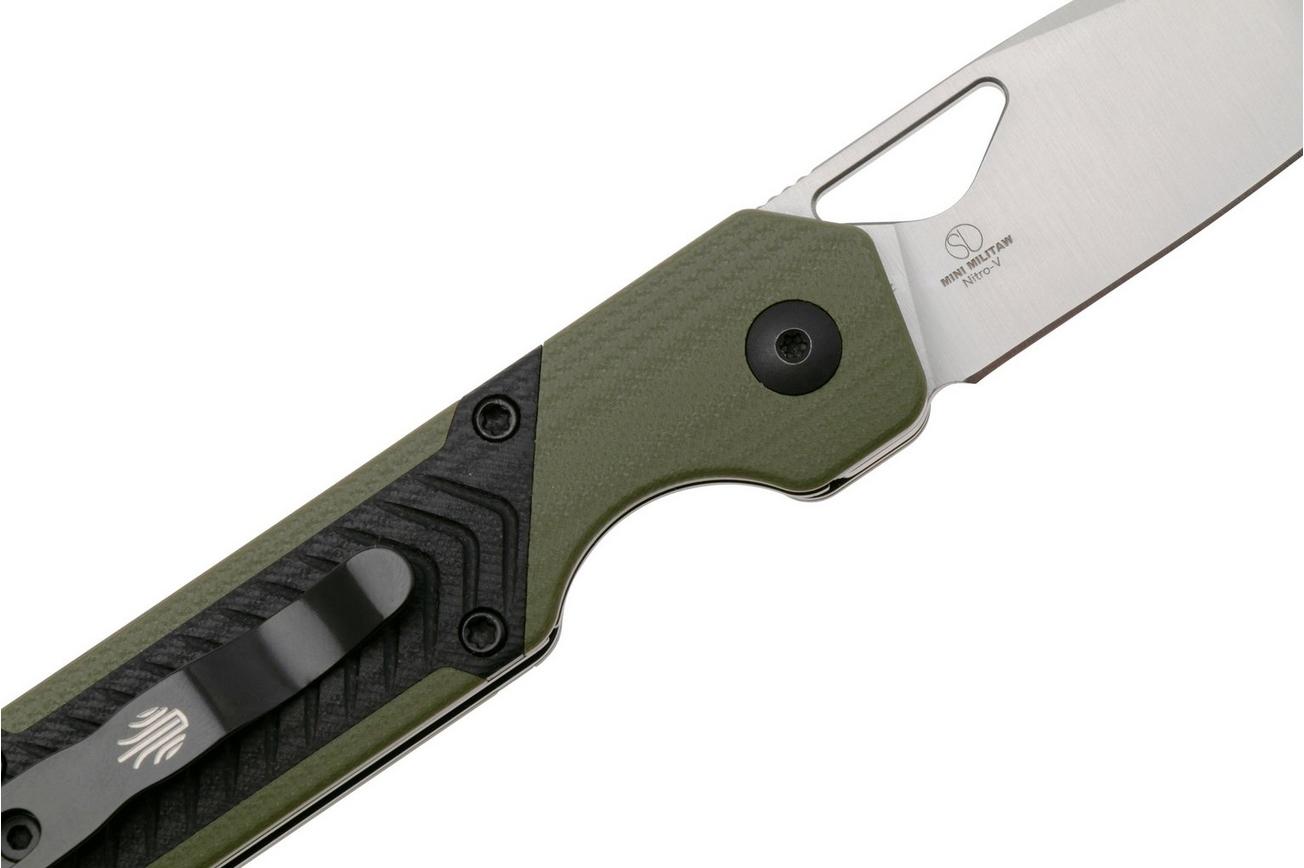 Kizer Vanguard Mini Militaw V3634SA6 Liner Lock, Satin Nitro-V, Green G10, Black G10 Inlay, zakmes, Jonathan Styles design