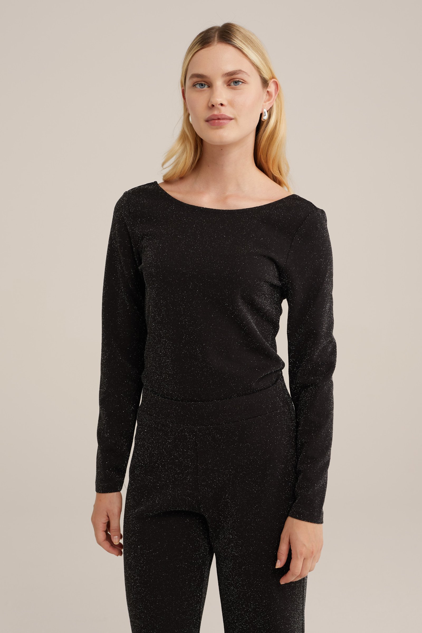 top met glittergaren WE Fashion Zwart