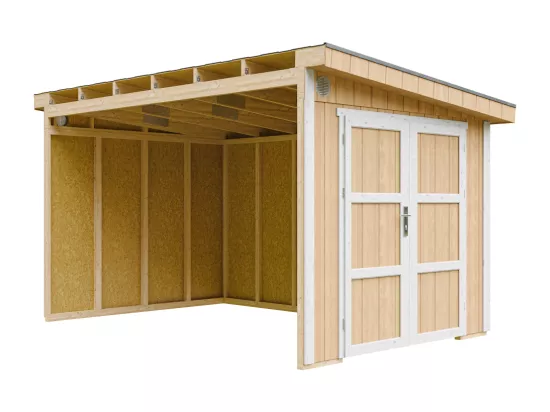 Abri de Jardin Qualité Premium 8,68 m² - H231x248x412 cm - Sans plancher e paroi latérale - Timbela M939B-HARVEST HONEY