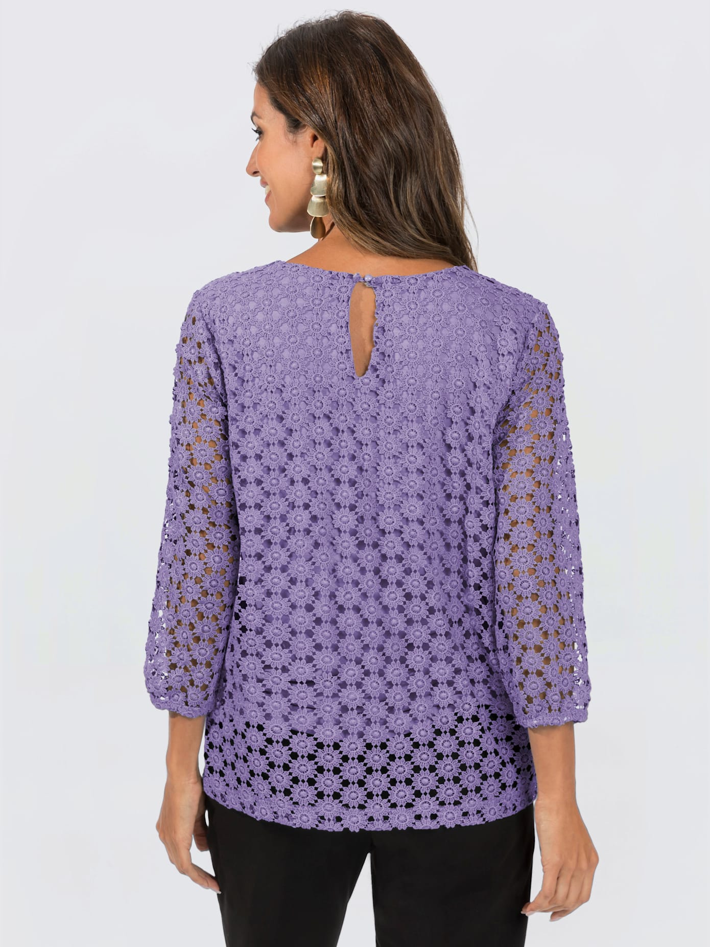 T-shirt en dentelle dentelle aux manches