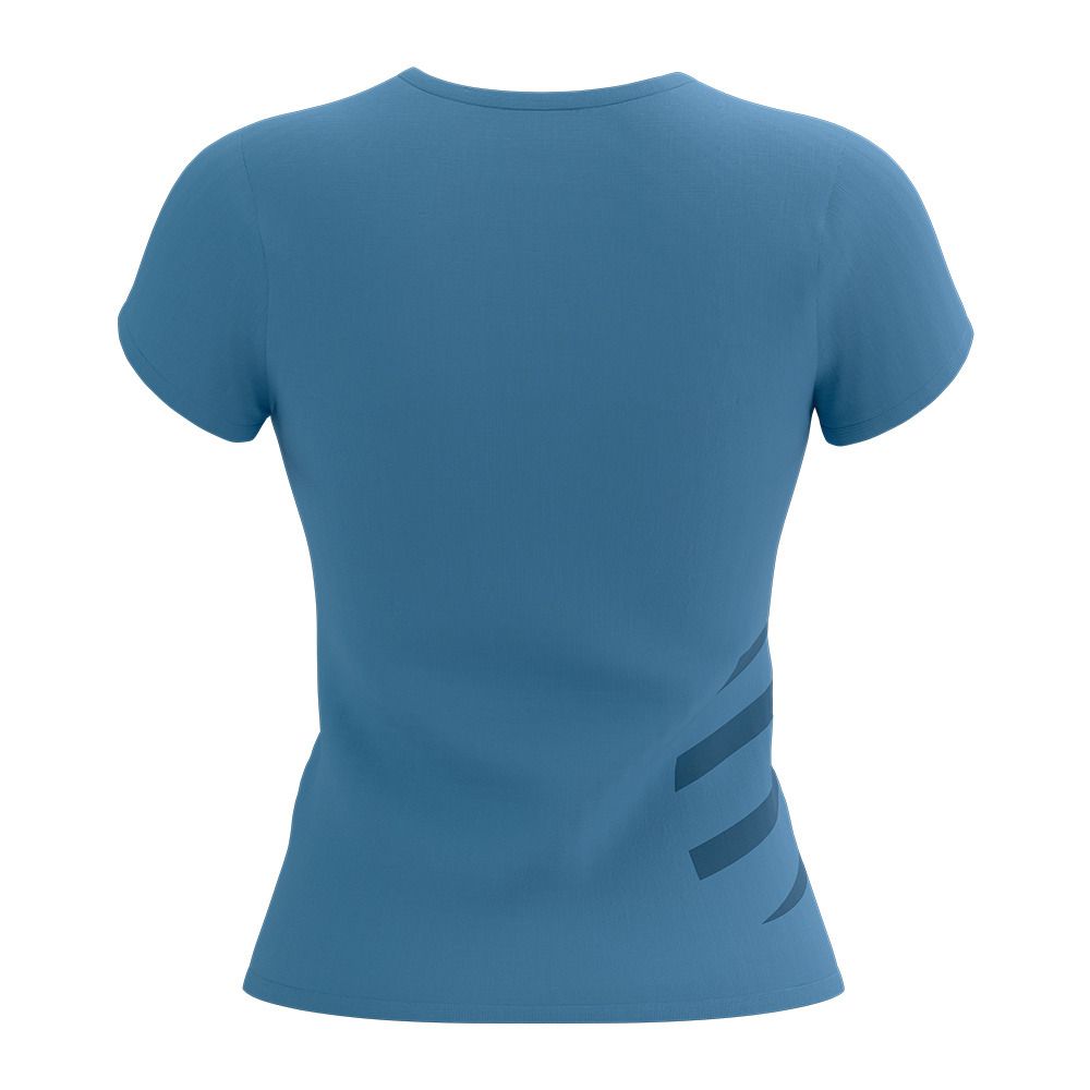 Compressport LOGO SS - Maillot Femme pacific coast/estate blue