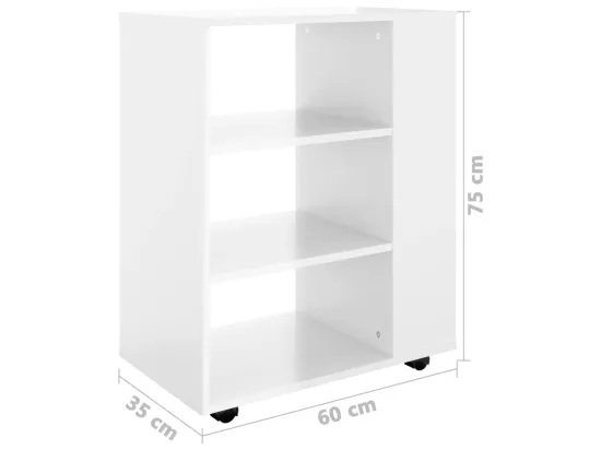 Armoire à roulettes Blanc brillant 60x35x75cm Bois d’ingénierie