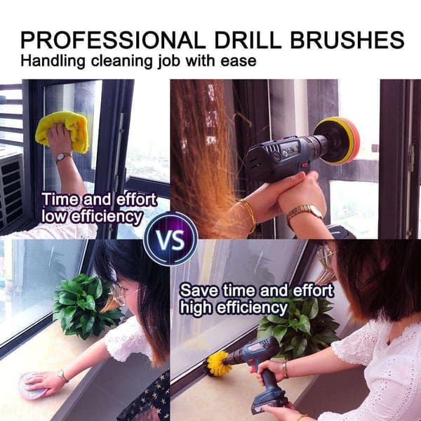 4-pakning Skrubbebørster for drill / skrutrekker
