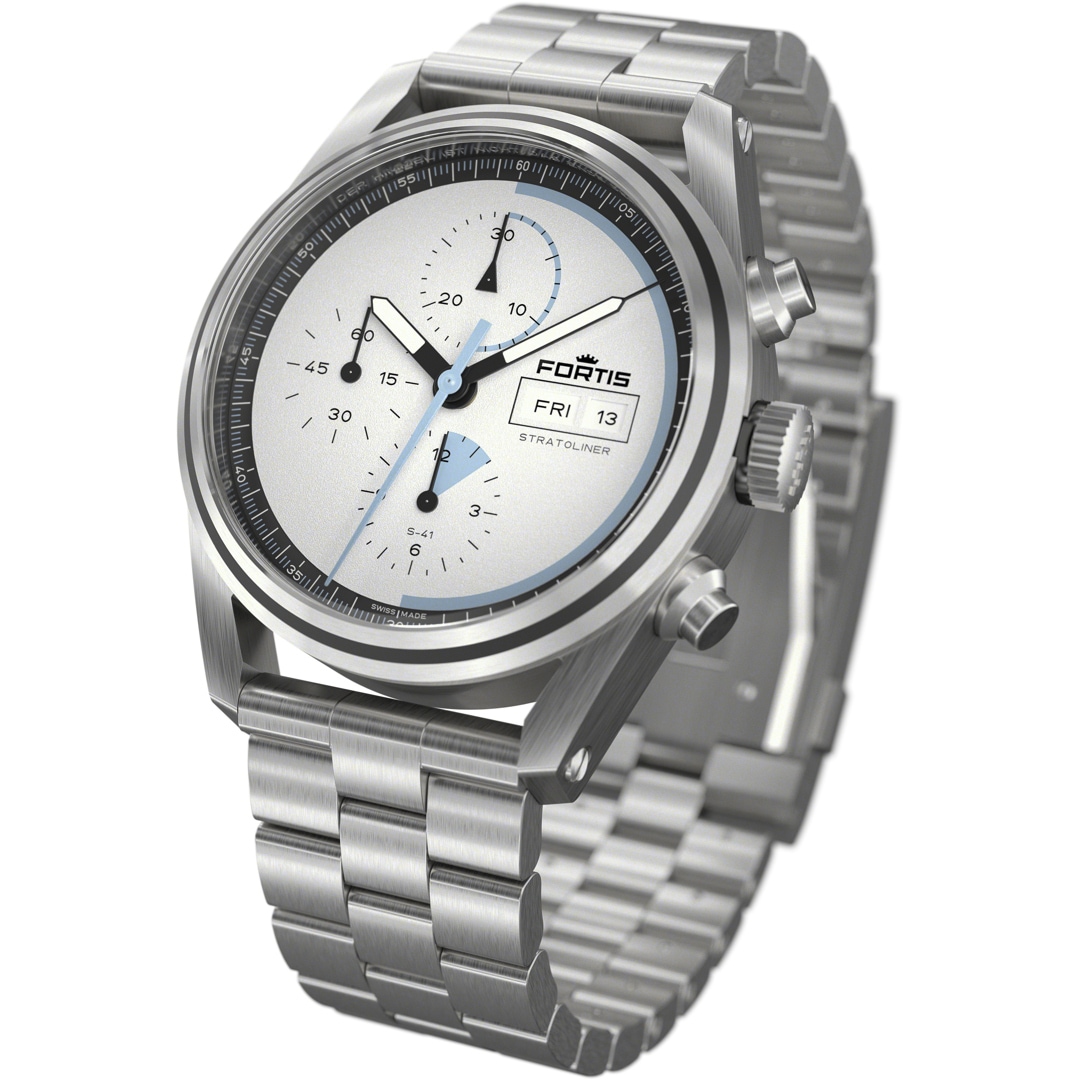 Fortis Stratoliner S-41 White Dust Block Bracelet
