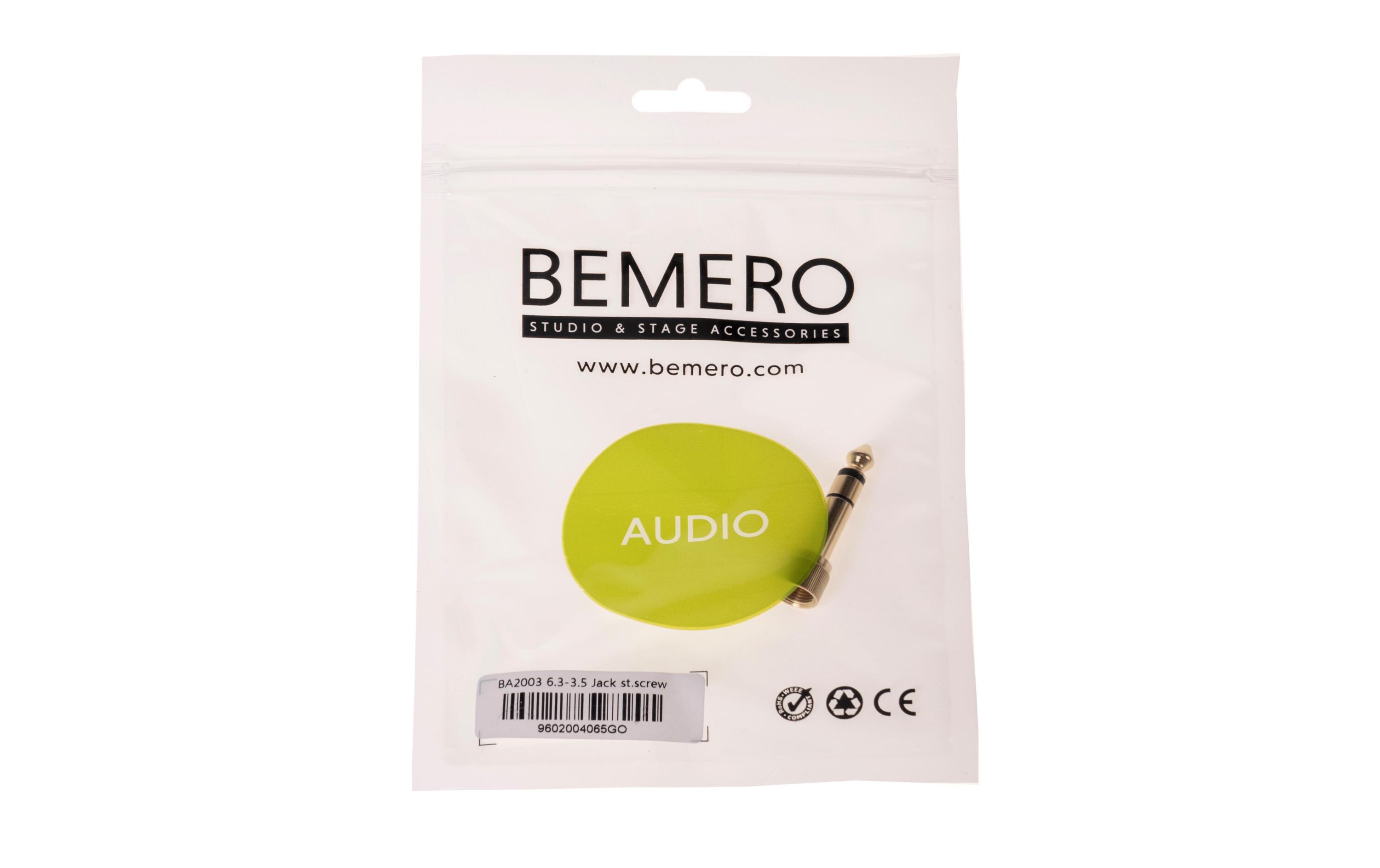 Audio-Adapter BA2003 Klinke 6,3mm male - Klinke 3,5mm femaleHochwertiger und robuster Bemero Kopfhörer-Adapter