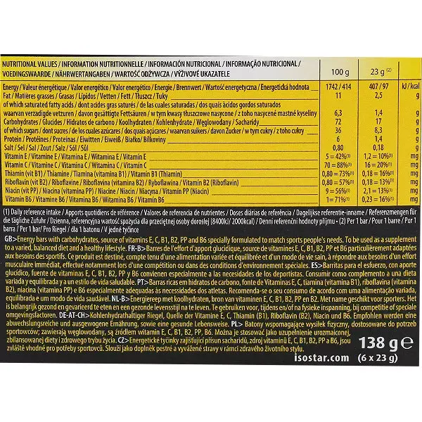 Barras energéticas de chocolate Isostar Pulse, 6 unidades