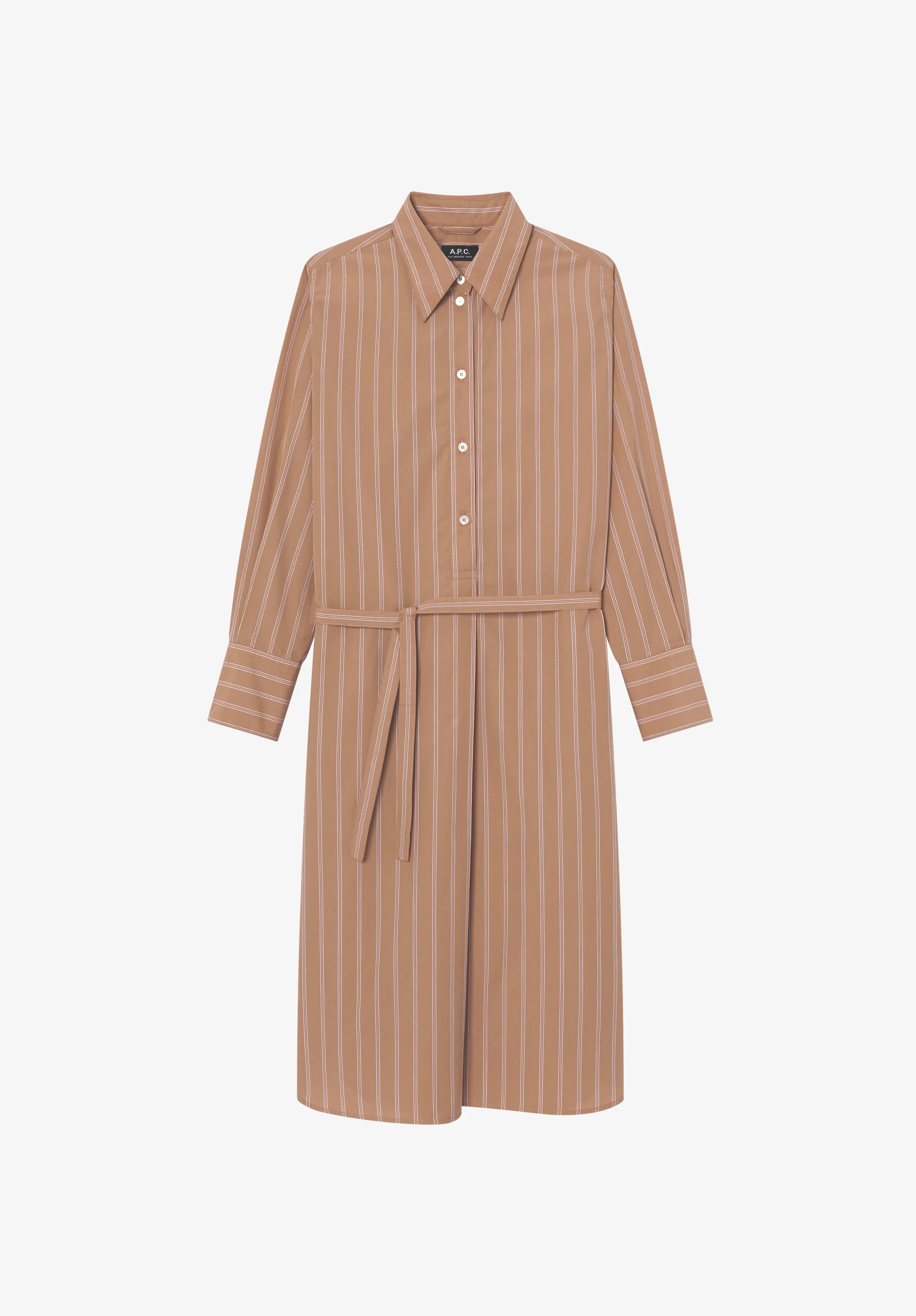 Robe chemise longue beige - Beige