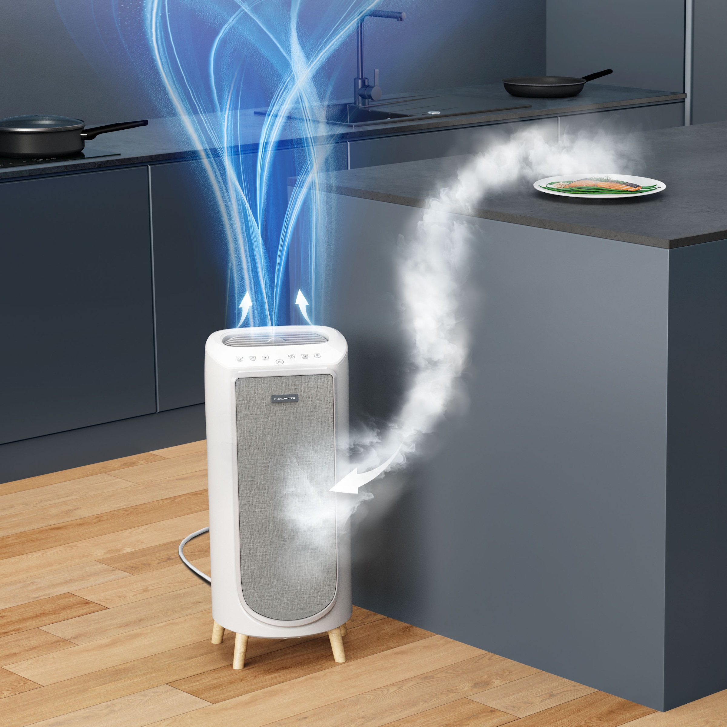 Rowenta Luftreiniger »PU6180 Intense Pure Air Home Connect« für 36 qm Räume HEPA-Luftfilterung, App, 4 automatische Modi, 32 dB(A), Textil-Finish