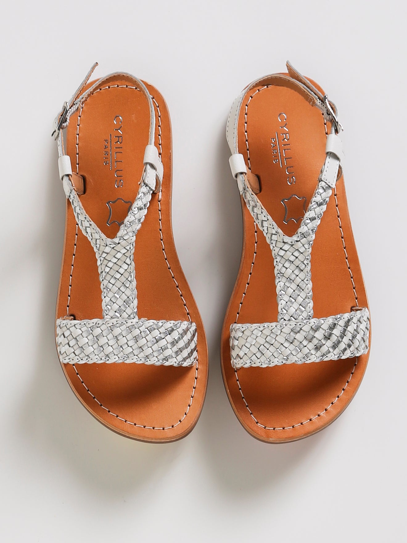 Sandale tressée Fille en cuir
