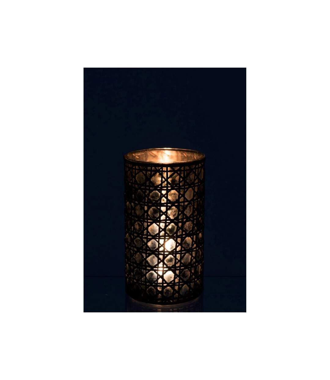 Paris Prix - Photophore Design Rotin & Verre hal 25cm Naturel