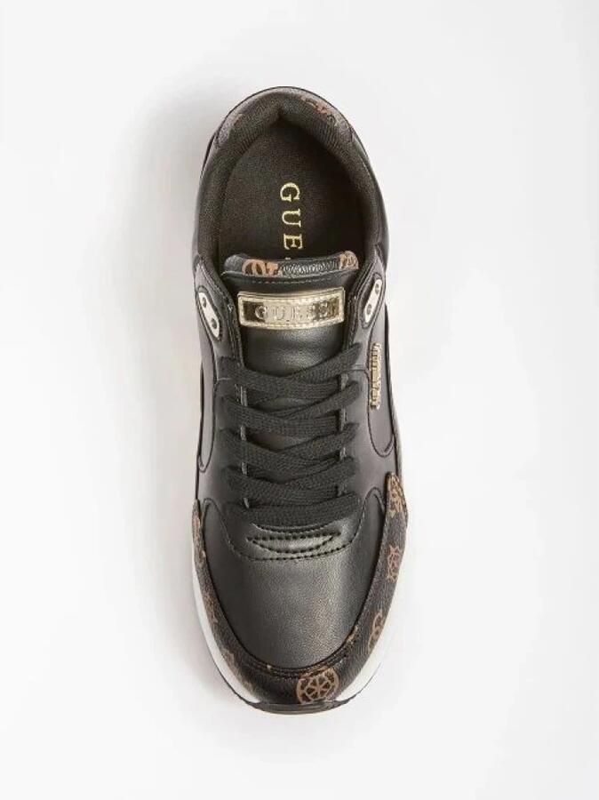 Guess Dames Sneakers Moxea Active Lady Zwart Bruin Multilogo Black Dames