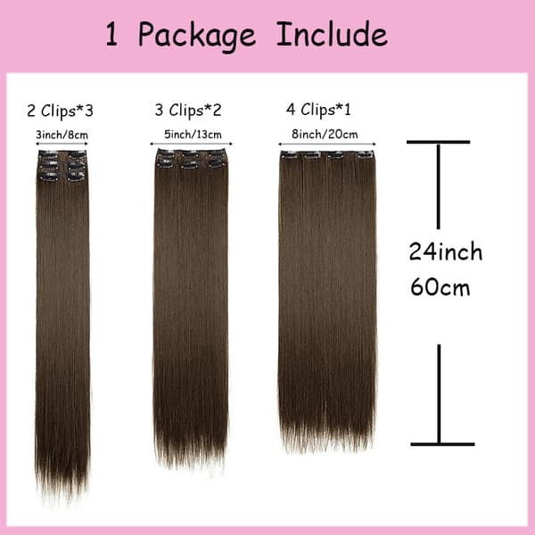 INF Hår Extensions Clip in Hair Extensions 6 stk Sort